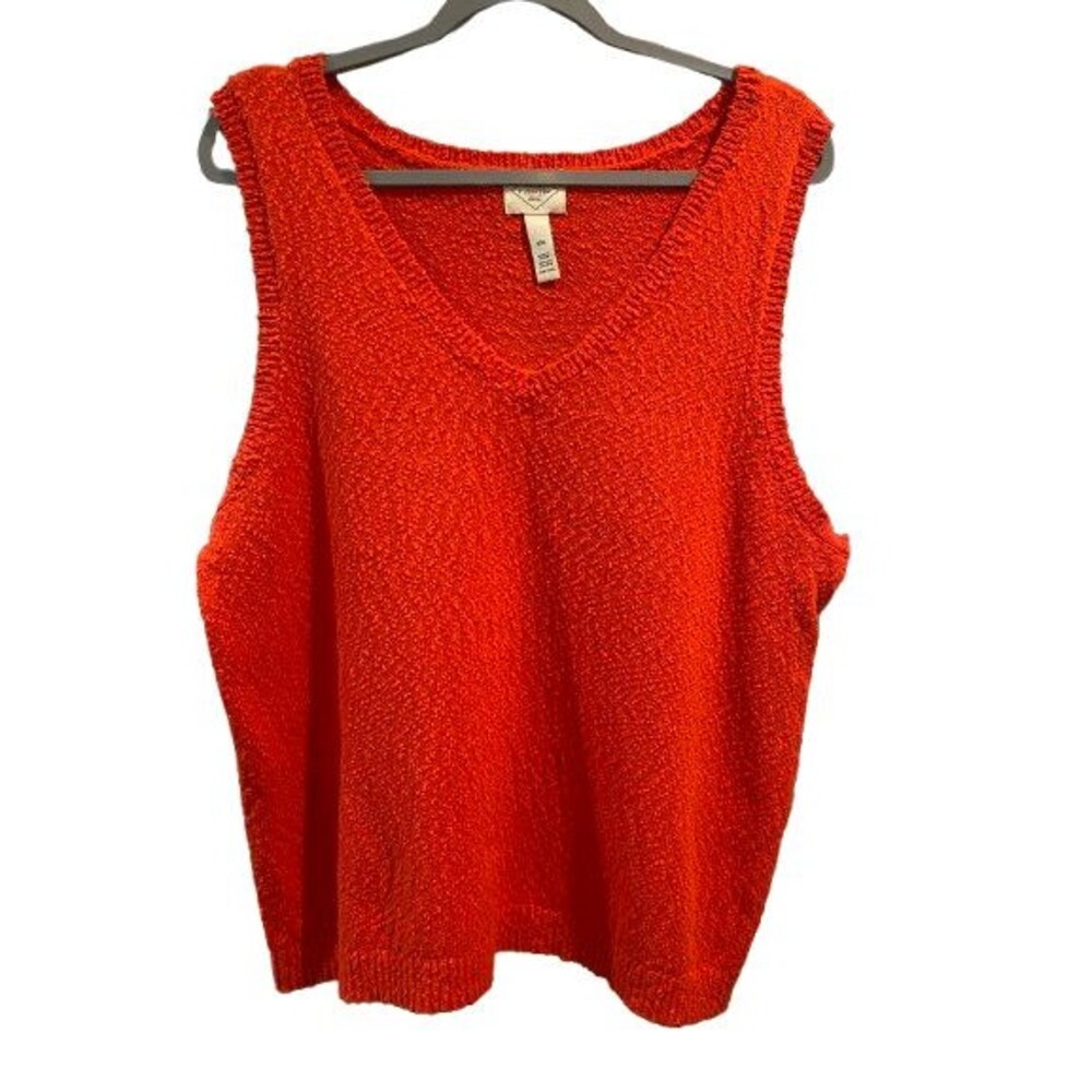 Women's XXL Sweater Vest Red V-neck St. John's Bay Sleeveless Cotton